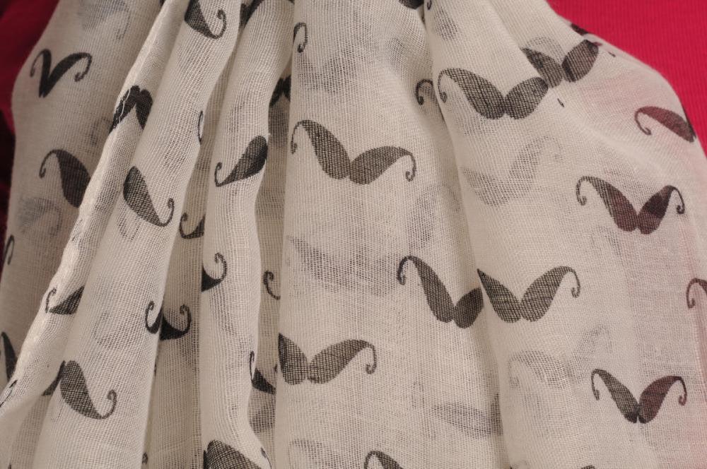 Liss Kiss Black Moustaches On Sand White Unisex Scarf & Beach Sarong - Scarf