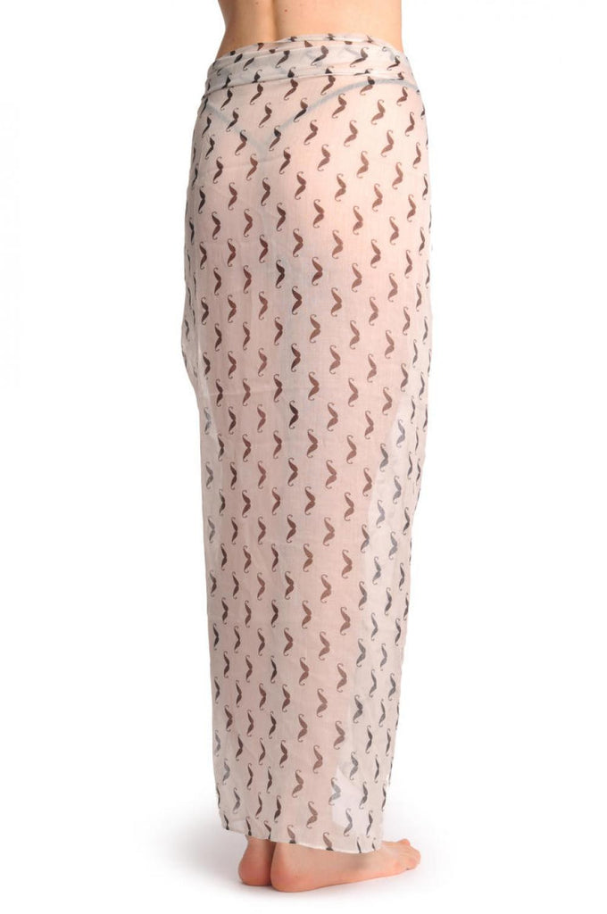 Liss Kiss Black Moustaches On Sand White Unisex Scarf & Beach Sarong - Scarf