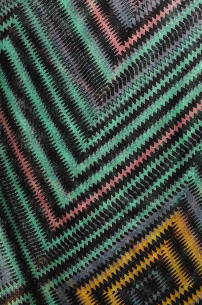 Liss Kiss Black & Multi Coloured Zigzagged Rombs Unisex Scarf & Beach Sarong - Scarf