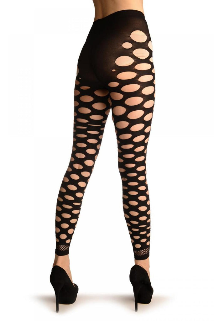 Liss Kiss Black Opaque With Large Key Holes - Tights Footless