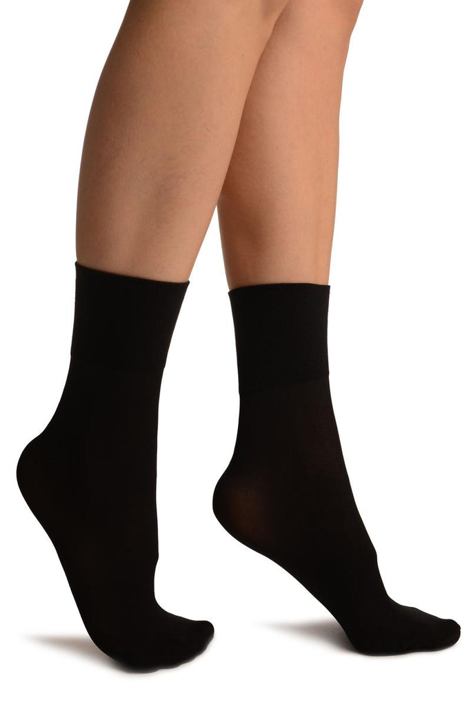 liss kiss Black Opaque with Very Wide Top Ankle High Socks - Socks