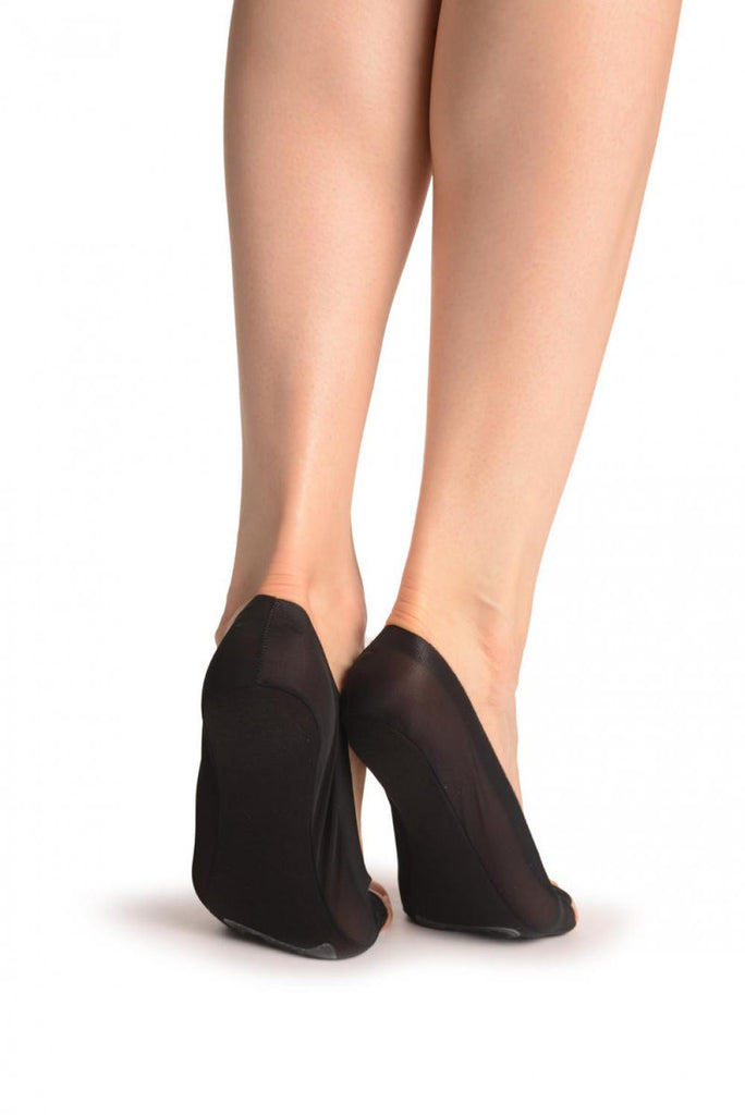 Liss Kiss Black Open Toes With Silicon Grip Footies - Footsies Socks