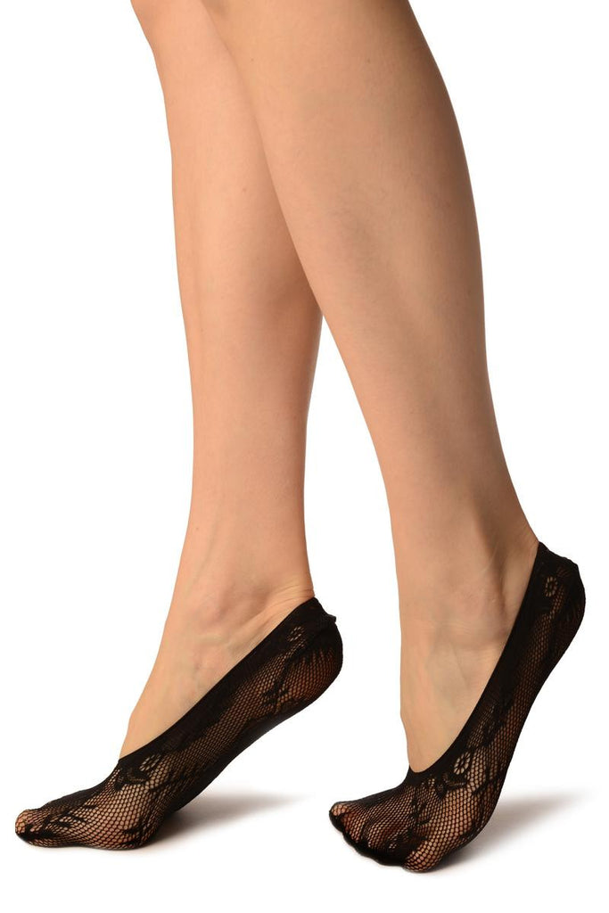Liss Kiss Black Orchids Lace Footies - Footsies Socks
