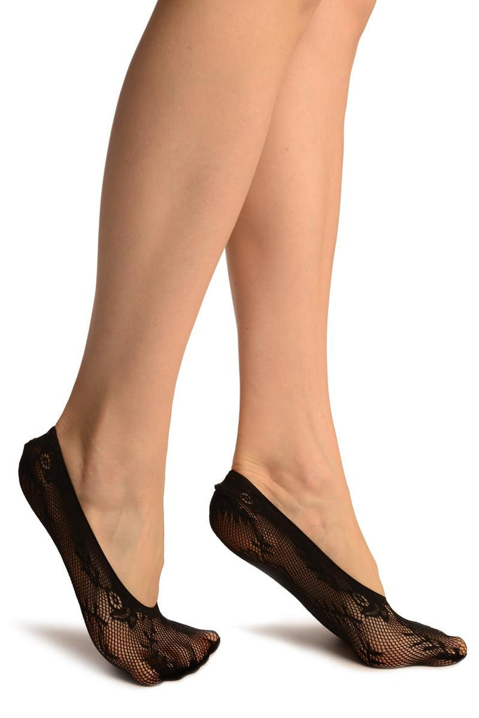 Liss Kiss Black Orchids Lace Footies - Footsies Socks