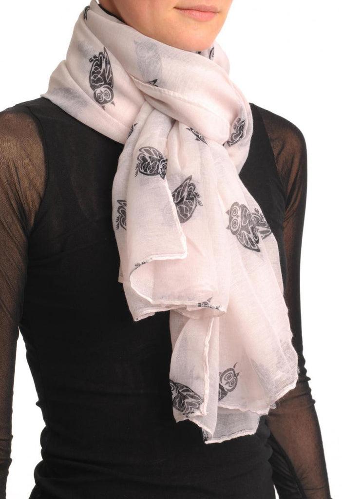 Liss Kiss Black Owl On White Unisex Scarf & Beach Sarong - Scarf