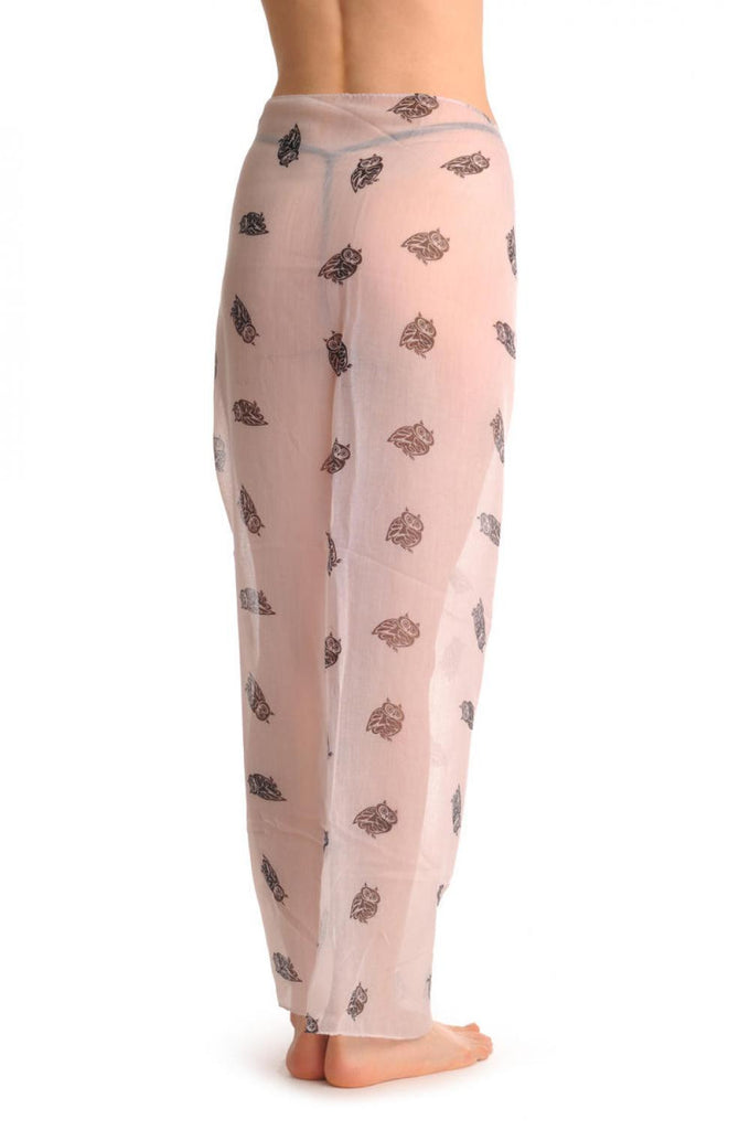 Liss Kiss Black Owl On White Unisex Scarf & Beach Sarong - Scarf