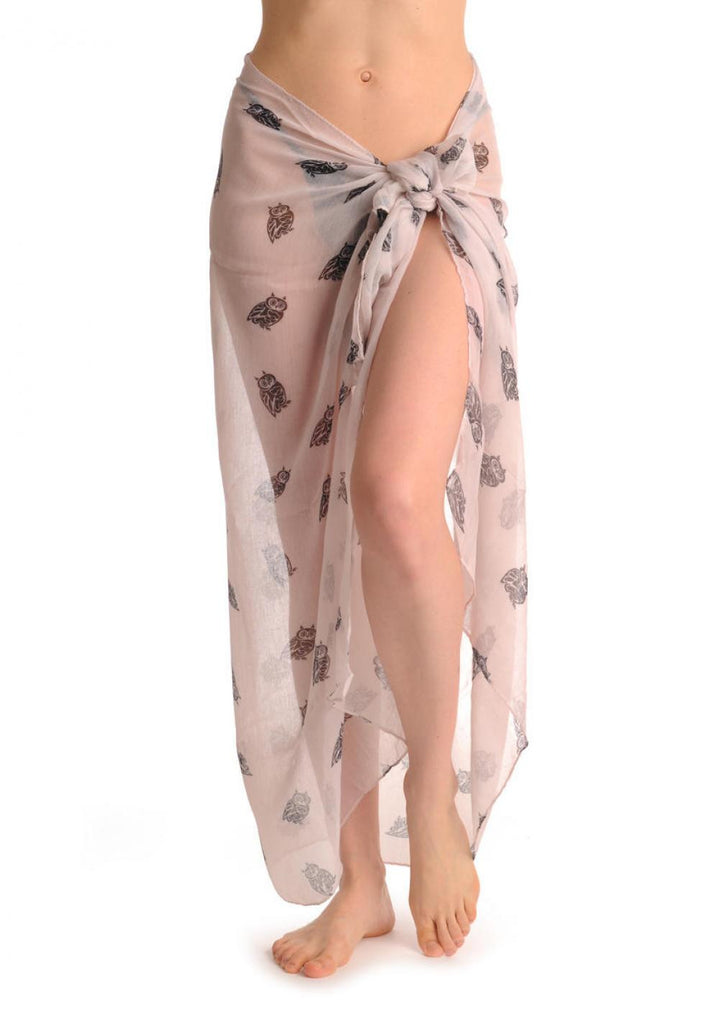 liss kiss Black Owl On White Unisex Scarf & Beach Sarong - Scarf