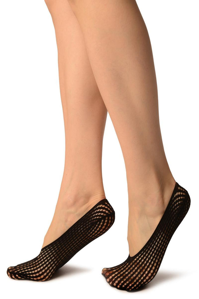 Liss Kiss Black Pearly Stripes Mesh Footies - Footsies Socks