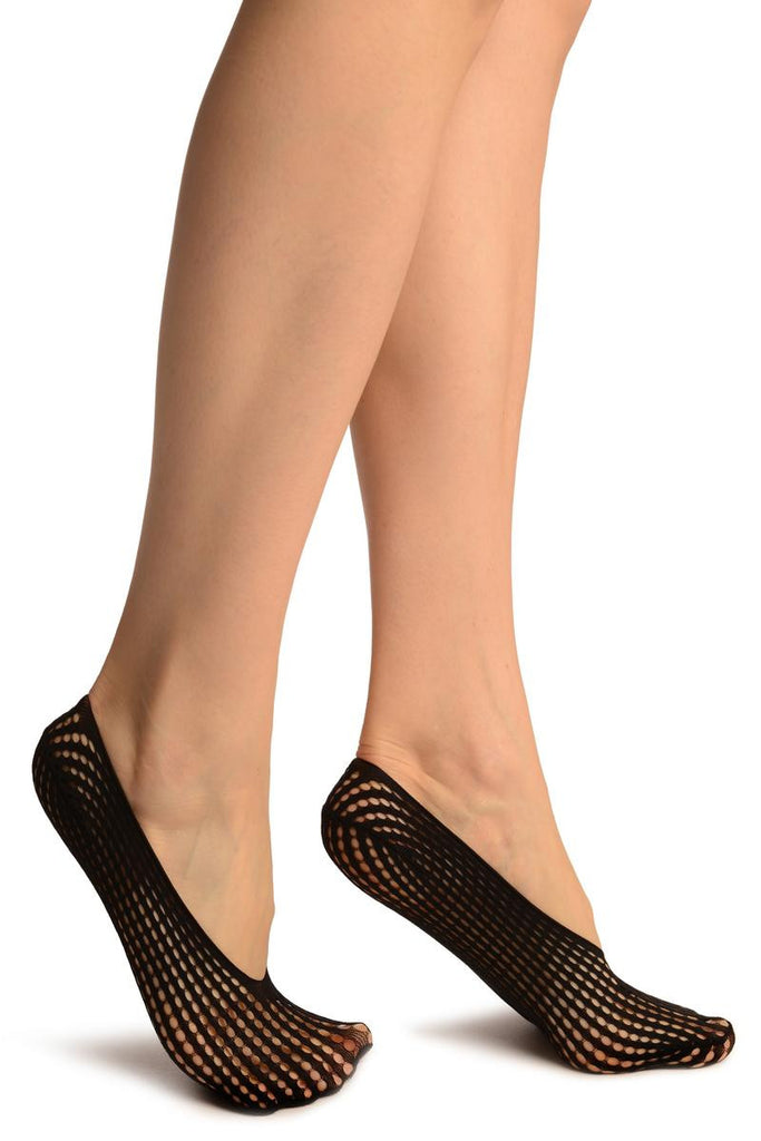 Liss Kiss Black Pearly Stripes Mesh Footies - Footsies Socks