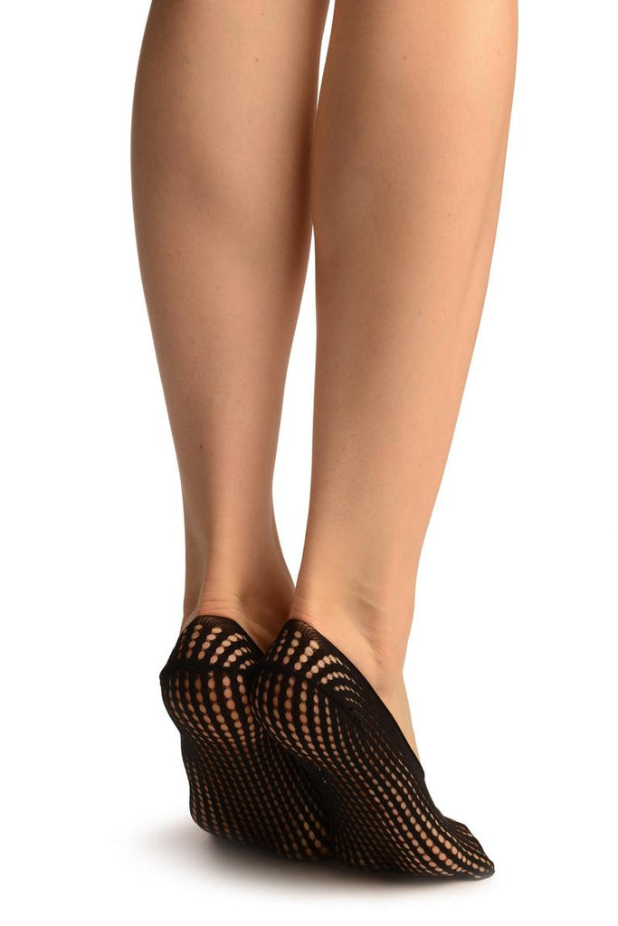 Liss Kiss Black Pearly Stripes Mesh Footies - Footsies Socks