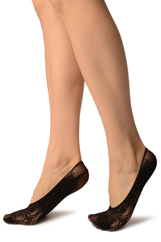 Liss Kiss Black Peisleys Lace Footies - Footsies Socks