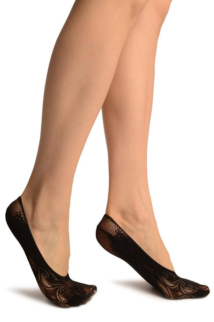 Liss Kiss Black Peisleys Lace Footies - Footsies Socks