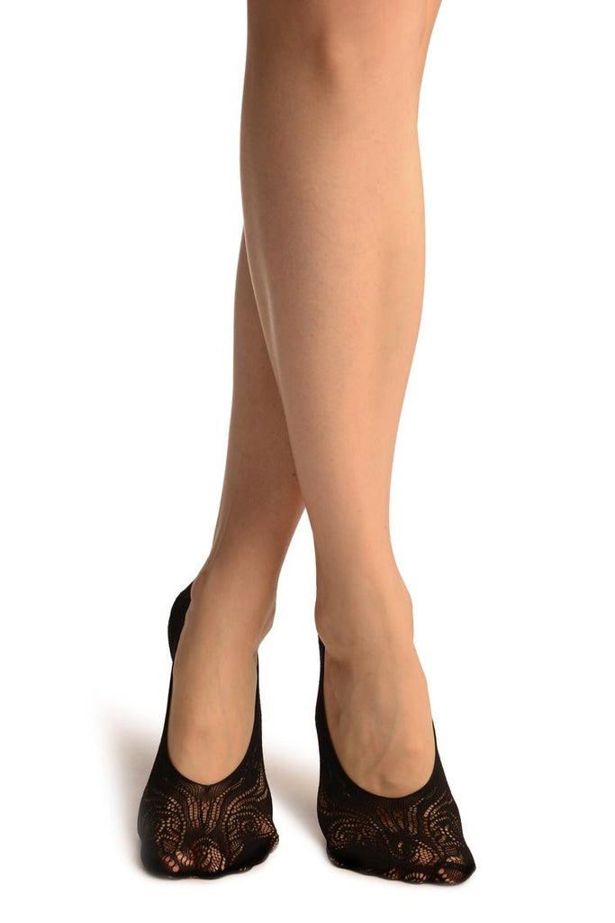 liss kiss Black Peisleys Lace Footies - Footsies Socks