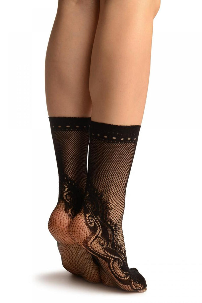 Liss Kiss Black Peisleys Lace Socks Ankle High - Socks