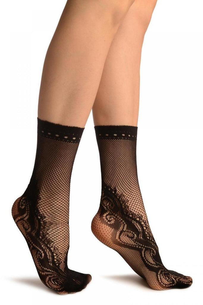 liss kiss Black Peisleys Lace Socks Ankle High - Socks