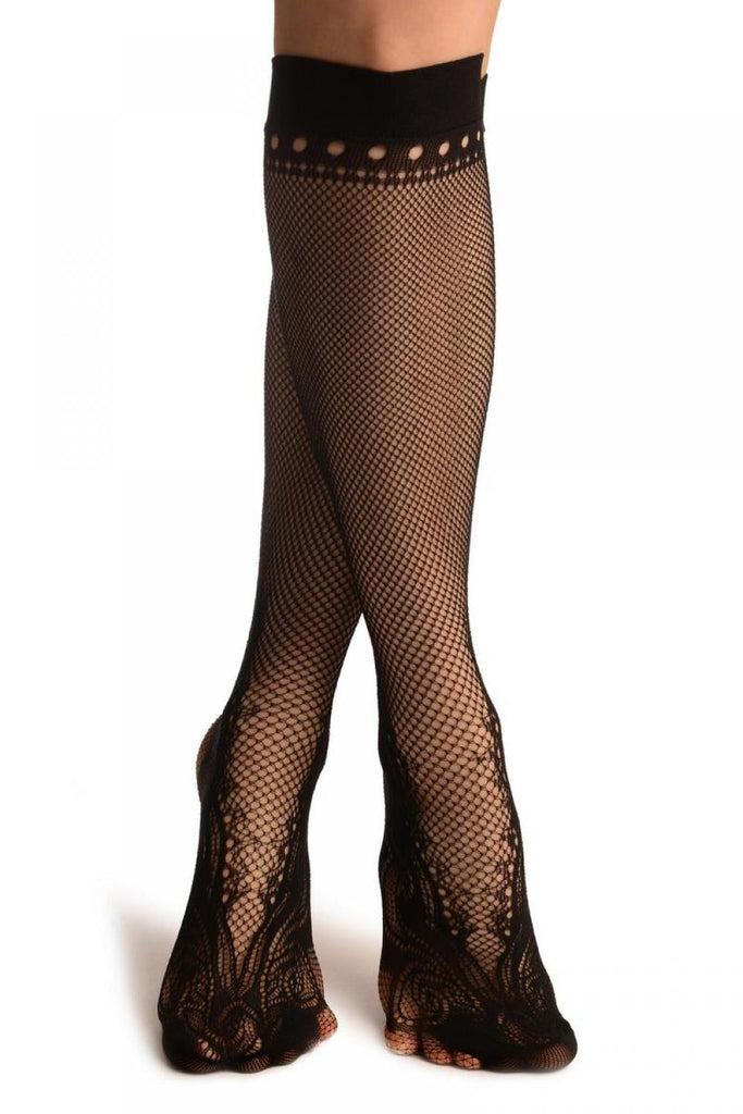 liss kiss Black Peisleys Lace Socks Knee High - Socks