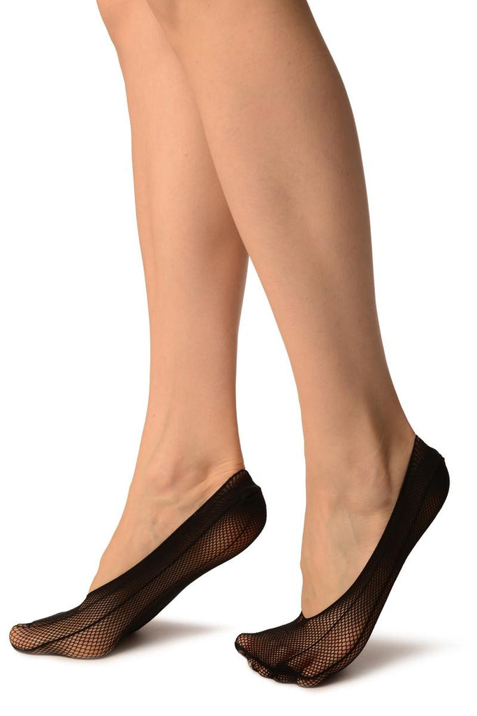 Liss Kiss Black Pinstriped Mesh Footies - Footsies Socks