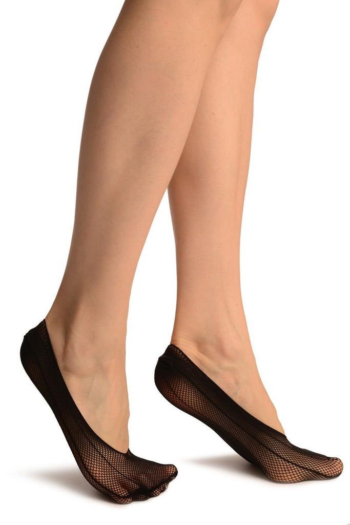 Liss Kiss Black Pinstriped Mesh Footies - Footsies Socks