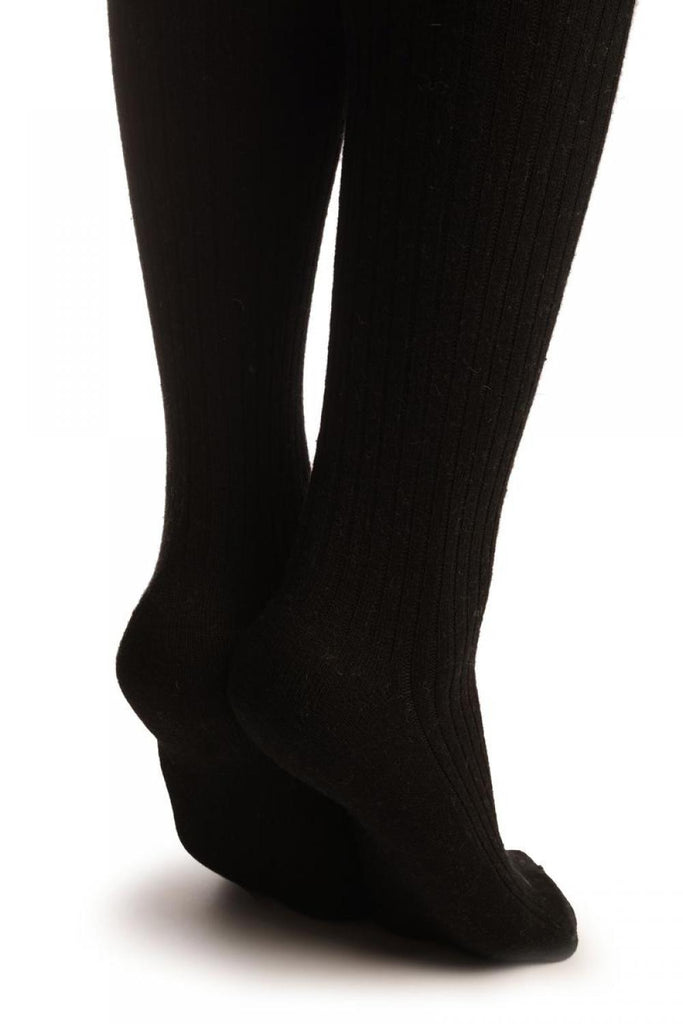 Liss Kiss Black Pinstripes Merino Wool Blend - Over The Knee Socks