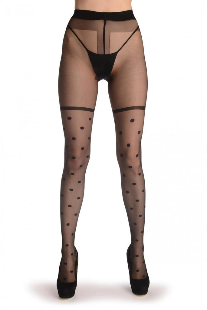 Liss Kiss Black Polka Dot Faux Stockings 20 Den - Tights