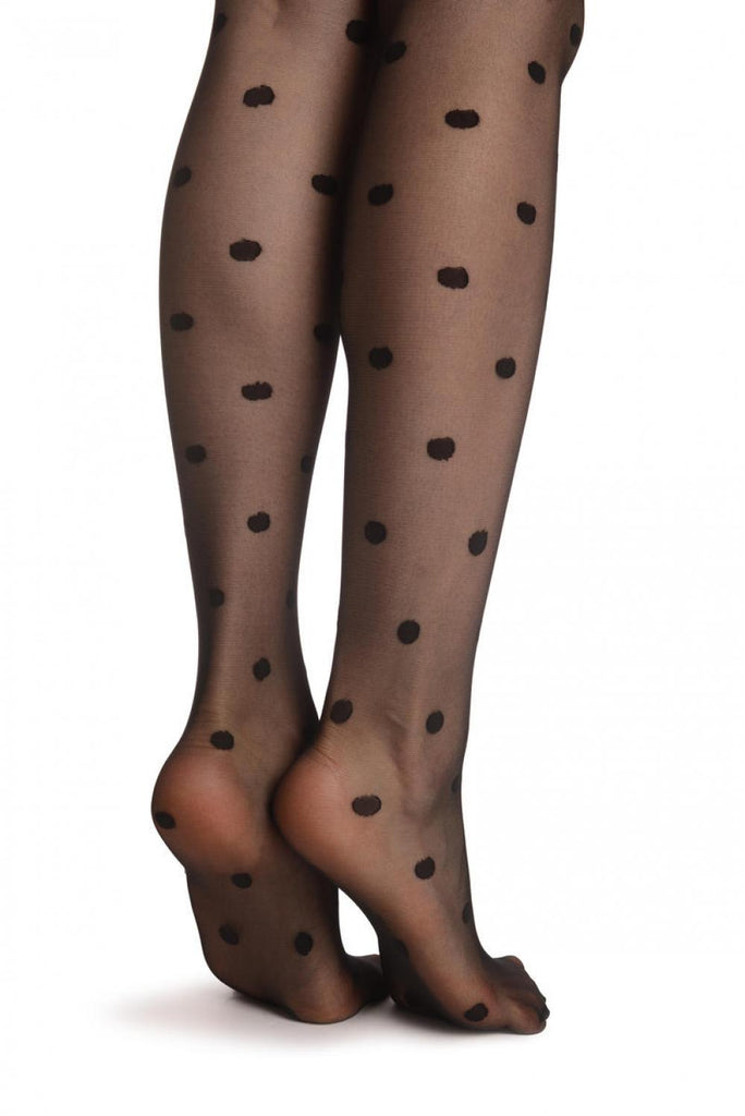 Liss Kiss Black Polka Dot Faux Stockings 20 Den - Tights