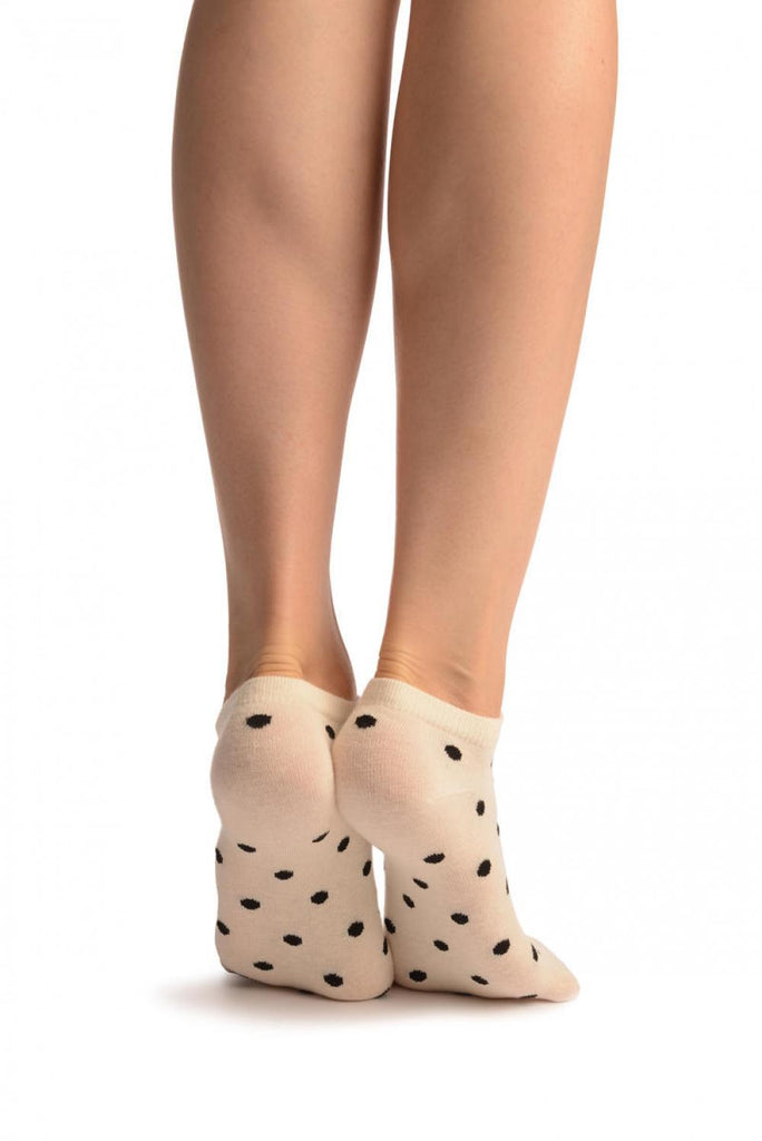 Liss Kiss Black Polka Dot On Cream Footies Socks - Footsies Socks