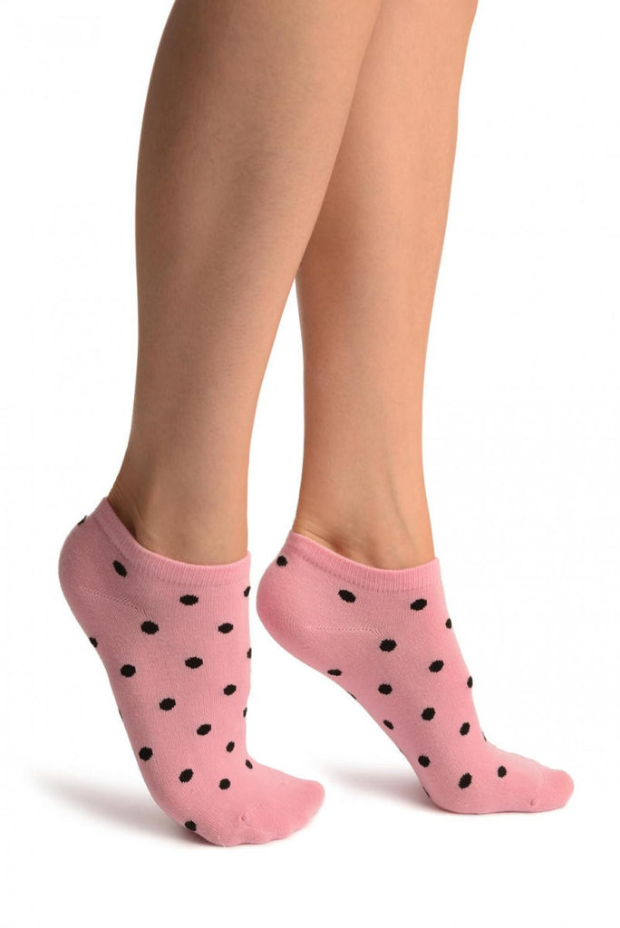 liss kiss Black Polka Dot On Pink Footies Socks - Footsies Socks