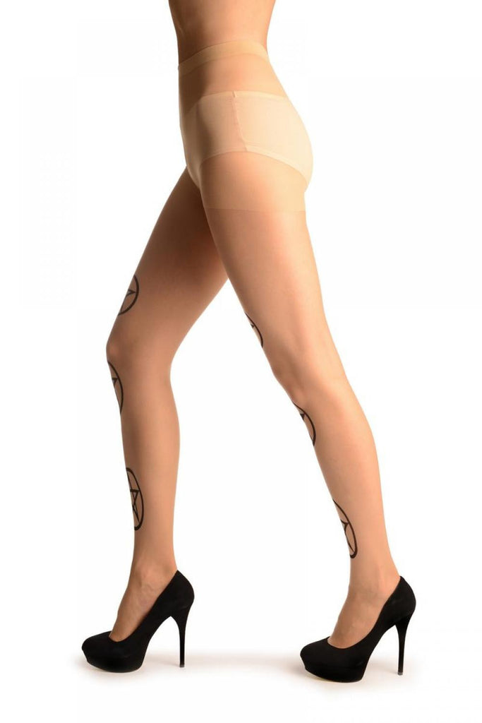 Liss Kiss Black Printed Pentagram On Nude (Halloween) - Tights