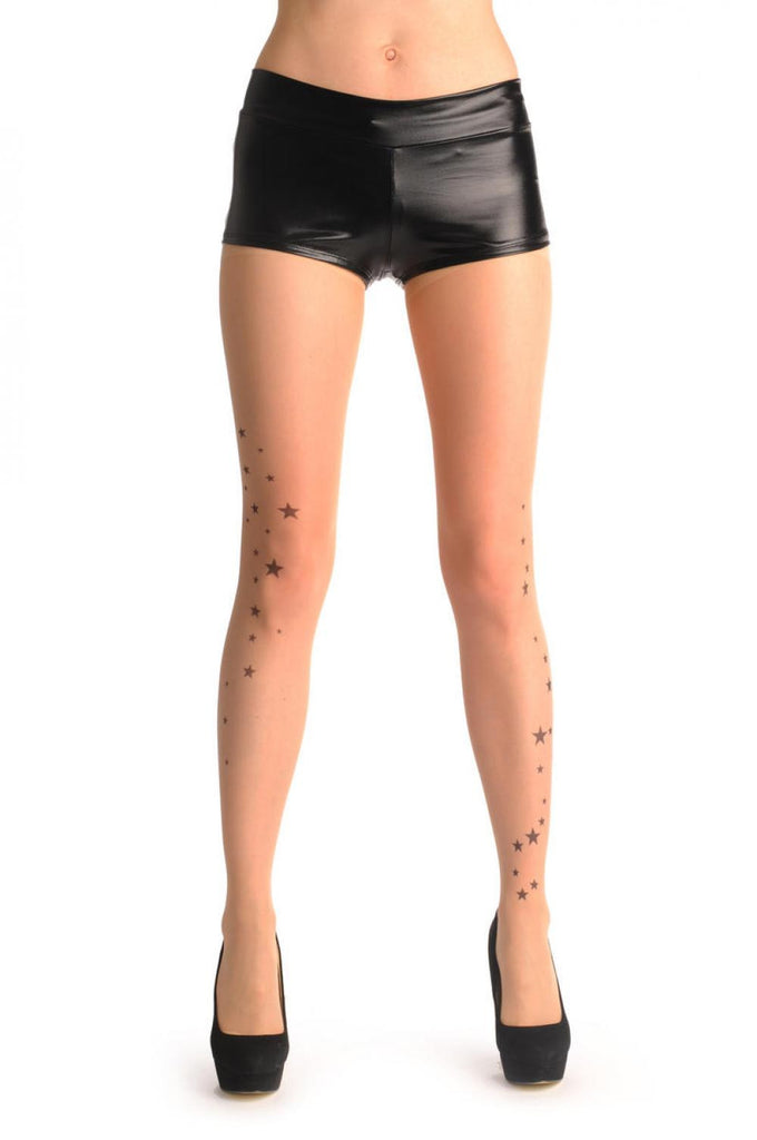 Liss Kiss Black Printed Starts Around Ankle Tattoo - Tights