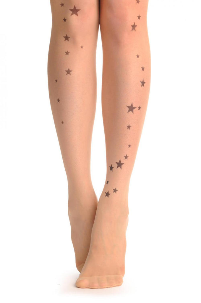 Liss Kiss Black Printed Starts Around Ankle Tattoo - Tights