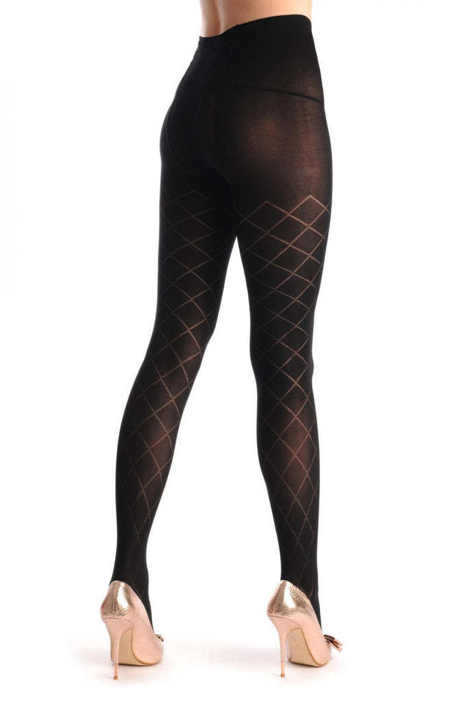 Liss Kiss Black Rectangles With Semi Transparent Mesh 380 Den - Tights