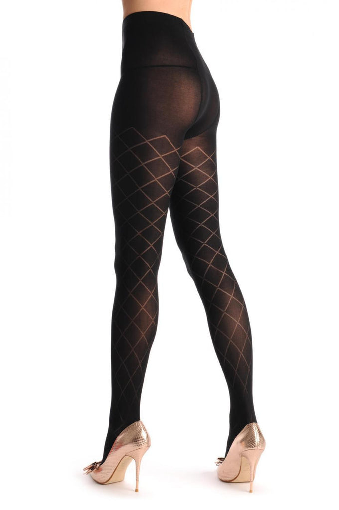Liss Kiss Black Rectangles With Semi Transparent Mesh 380 Den - Tights