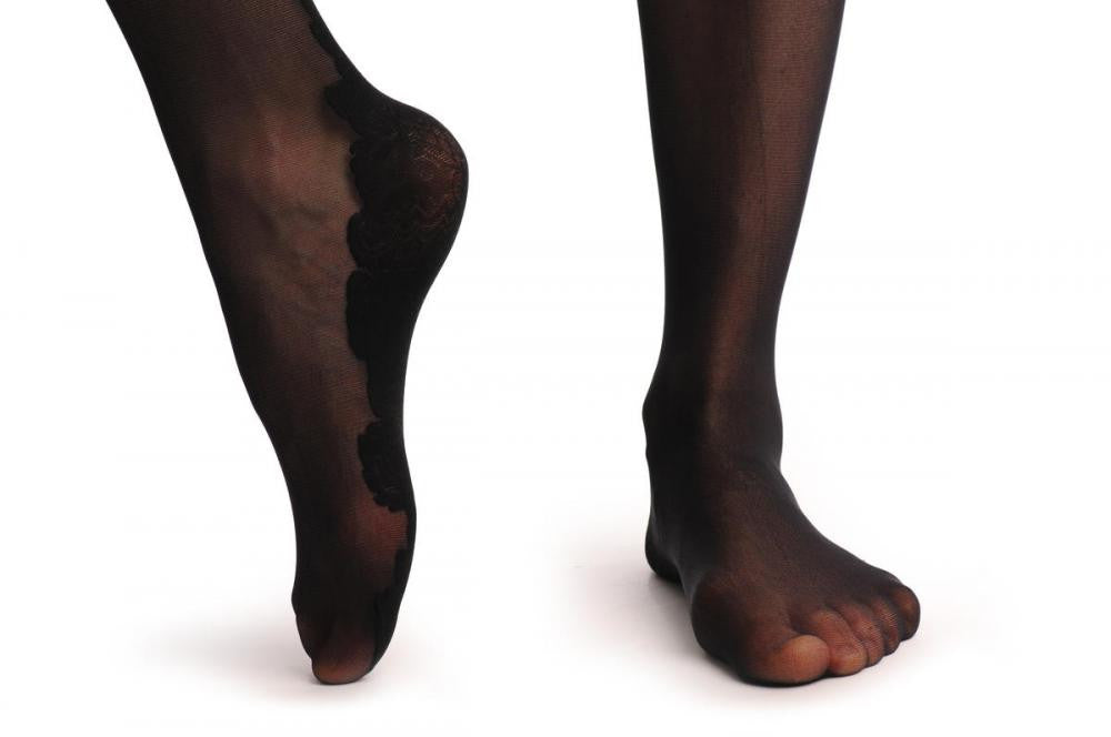 Liss Kiss Black Rose At The Back & Lace Top 60 Den - Tights