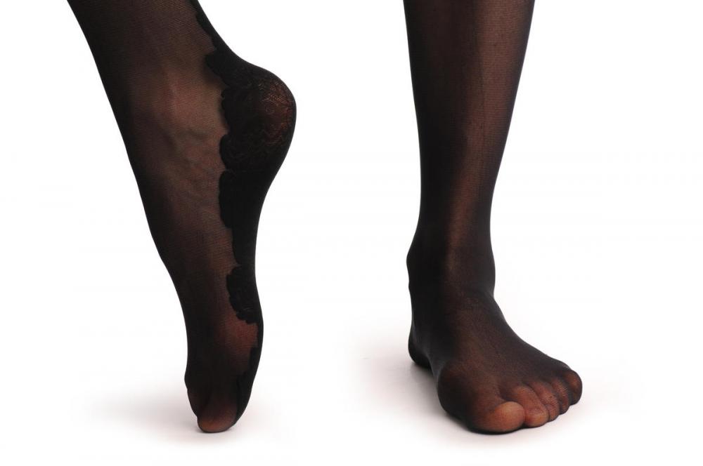 Liss Kiss Black Rose At The Back & Lace Top 60 Den - Tights