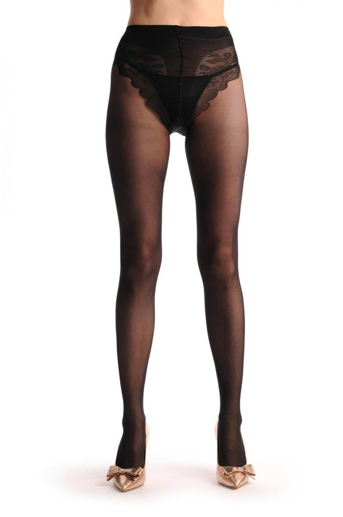 Liss Kiss Black Rose At The Back & Lace Top 60 Den - Tights