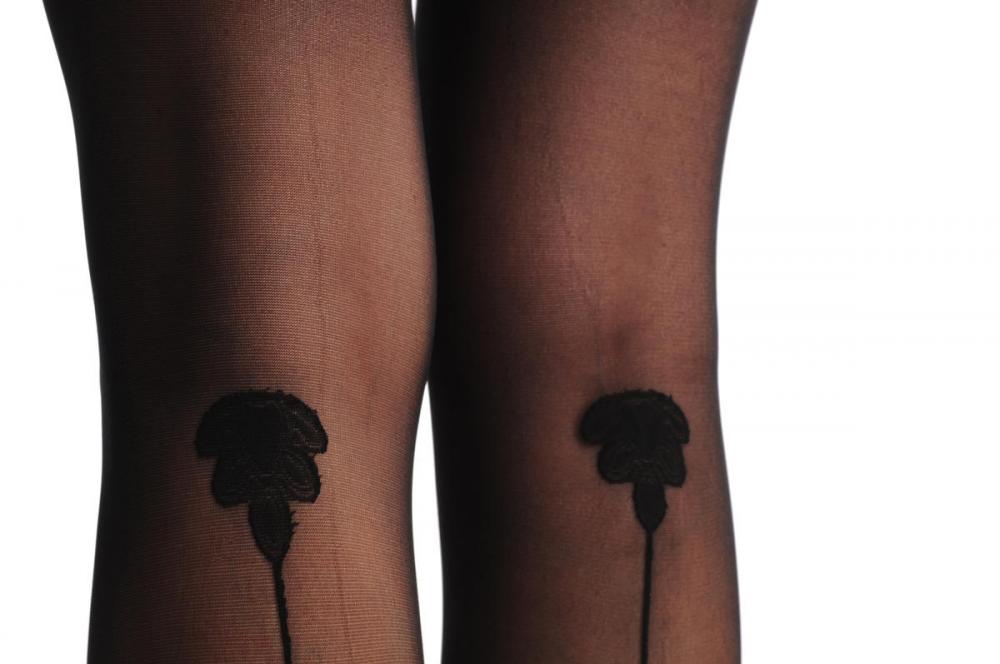 Liss Kiss Black Rose At The Back & Lace Top 60 Den - Tights