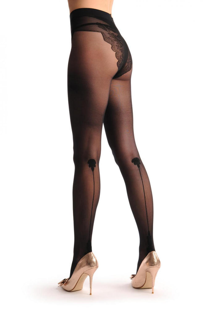 liss kiss Black Rose At The Back & Lace Top 60 Den - Tights