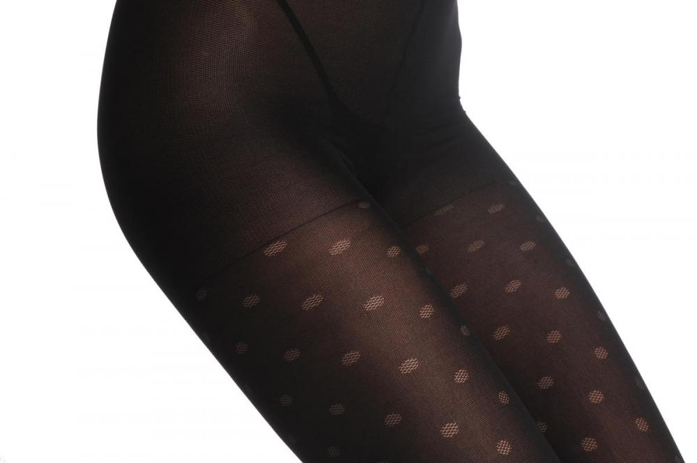 Liss Kiss Black Semi Transparent Mesh Polka Dots 40 Den - Tights