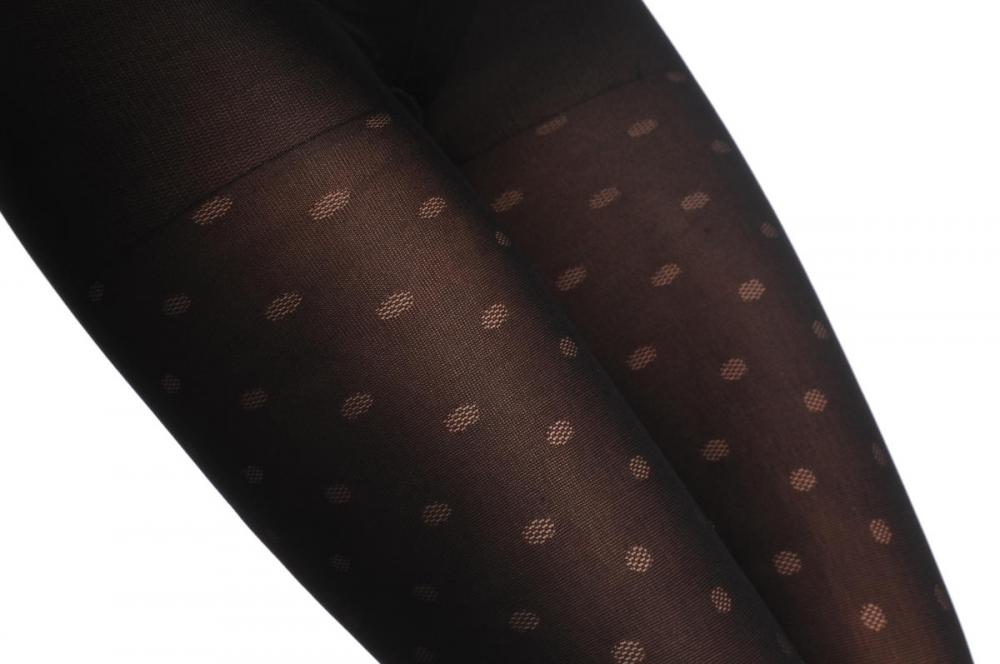 Liss Kiss Black Semi Transparent Mesh Polka Dots 40 Den - Tights