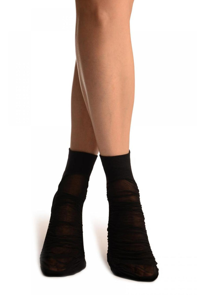 liss kiss Black Sheer & Opaque Sides Ankle High Socks - Socks