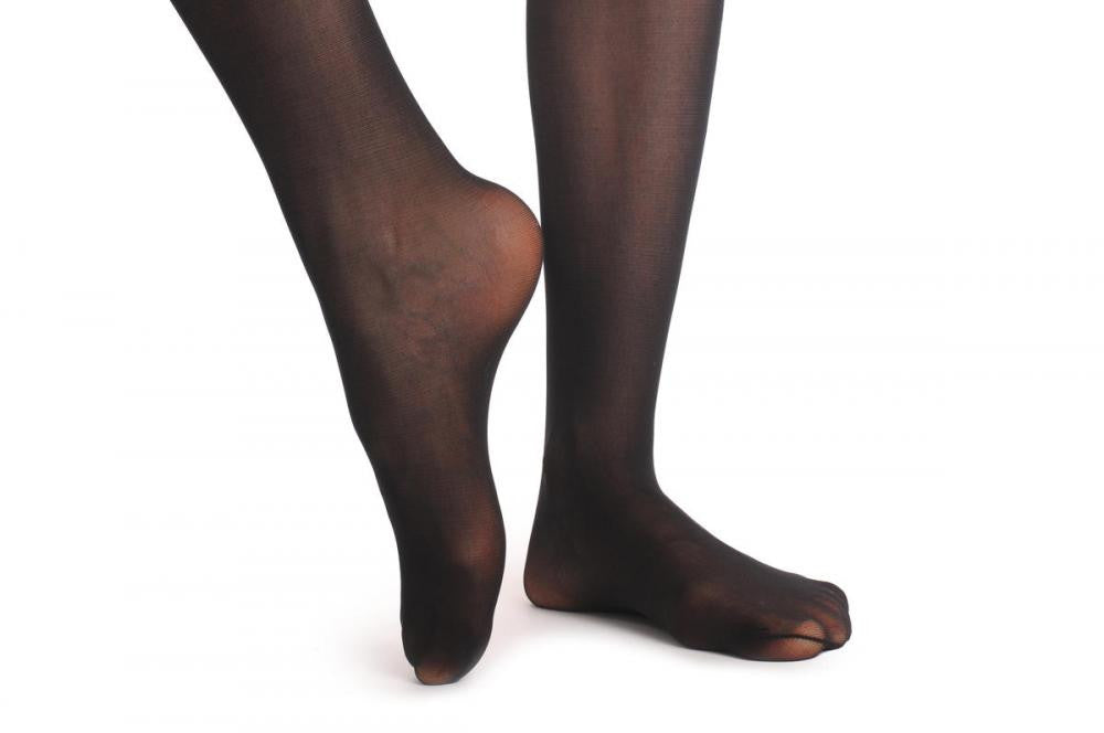 Liss Kiss Black Sheer Over The Knee With Transparent Ribbon & Bow - Tights