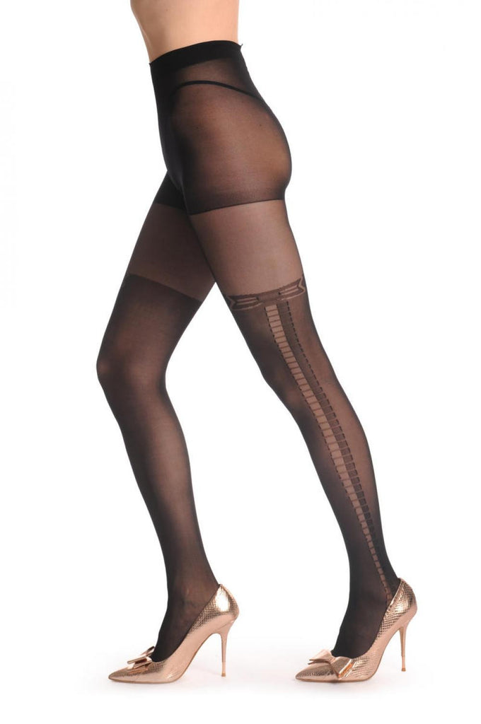 Liss Kiss Black Sheer Over The Knee With Transparent Ribbon & Bow - Tights