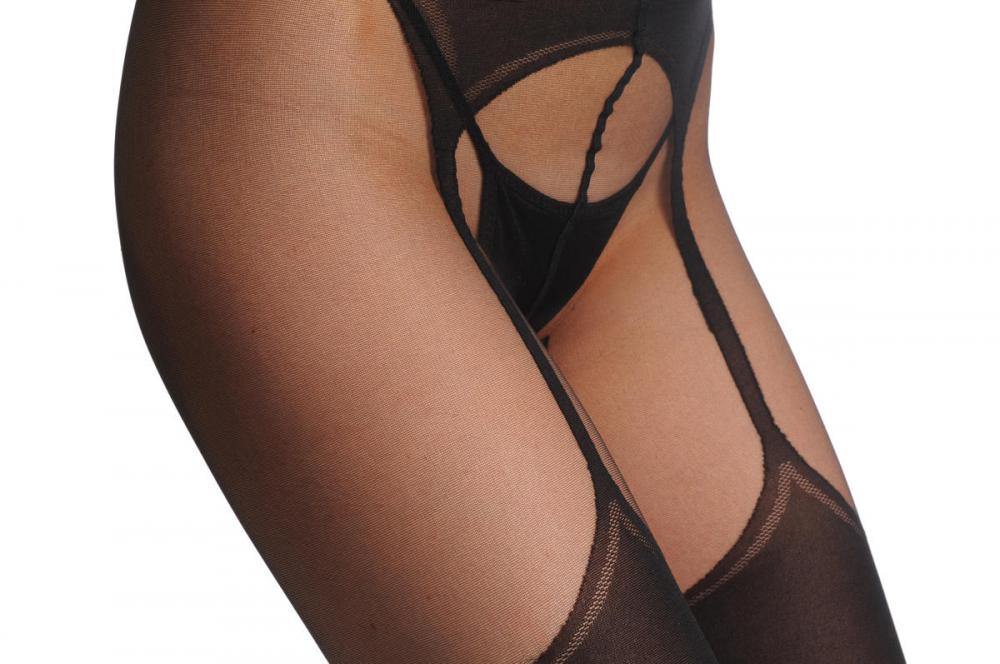 Liss Kiss Black Sheer Top Stockings With Suspender Belt 60 Den - Tights