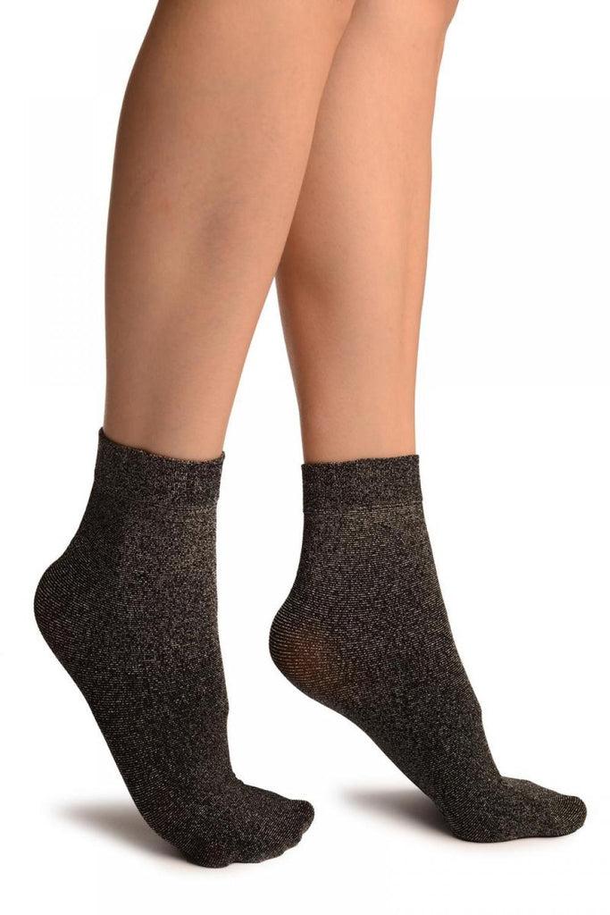 liss kiss Black Silver Lurex Ankle High Socks - Socks