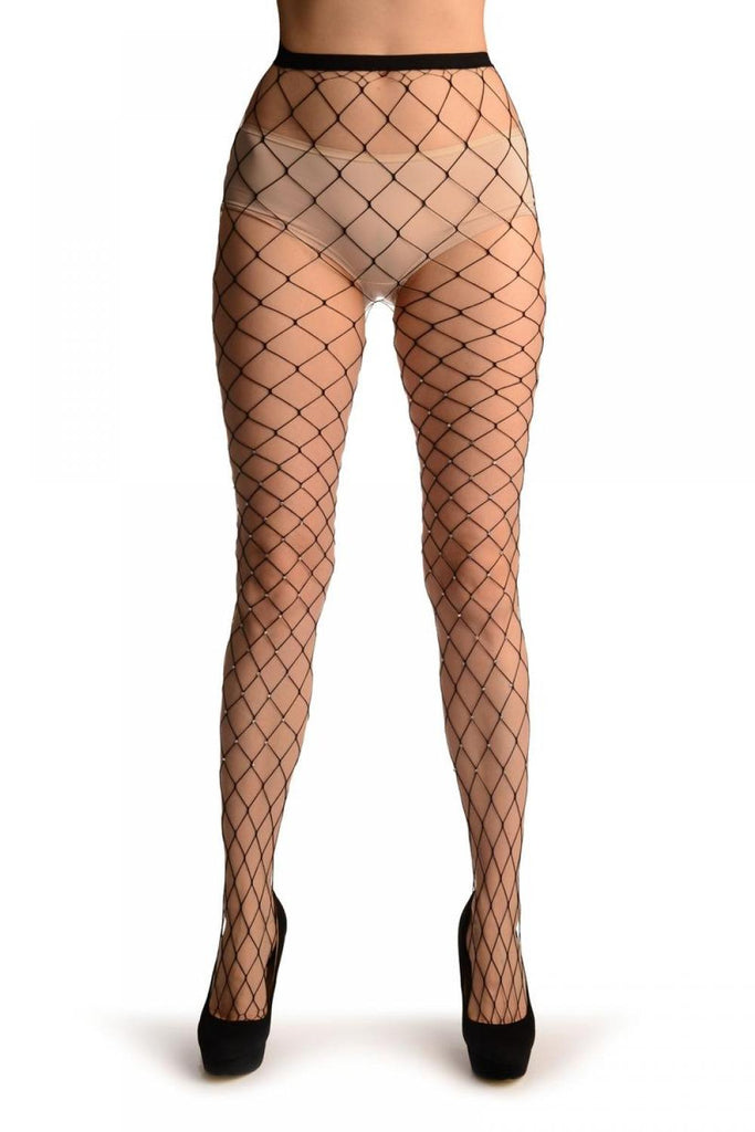 Liss Kiss Black Small Fishnet With Diamantes - Tights