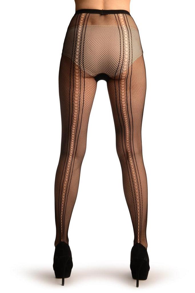 Liss Kiss Black Small Fishnet With Key Holes Seam - Tights