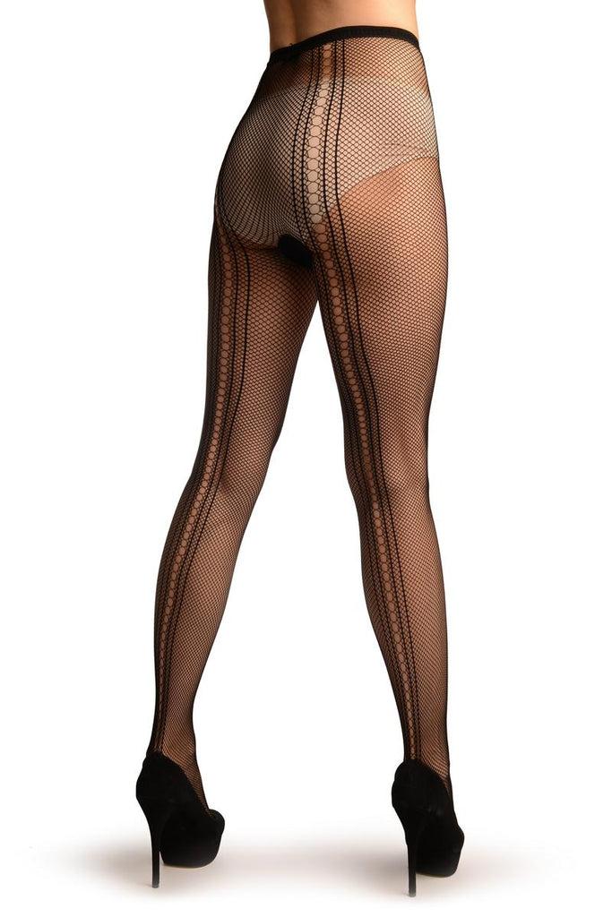 liss kiss Black Small Fishnet With Key Holes Seam - Tights