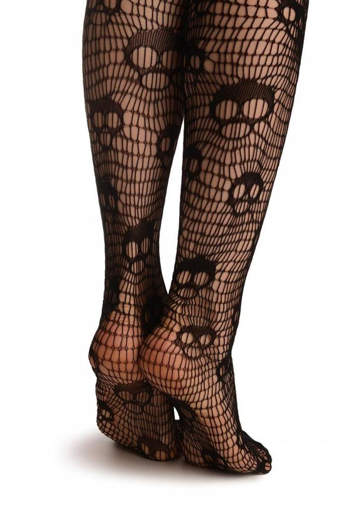 Liss Kiss Black Spooky Skull On Mesh Net (Halloween) - Tights