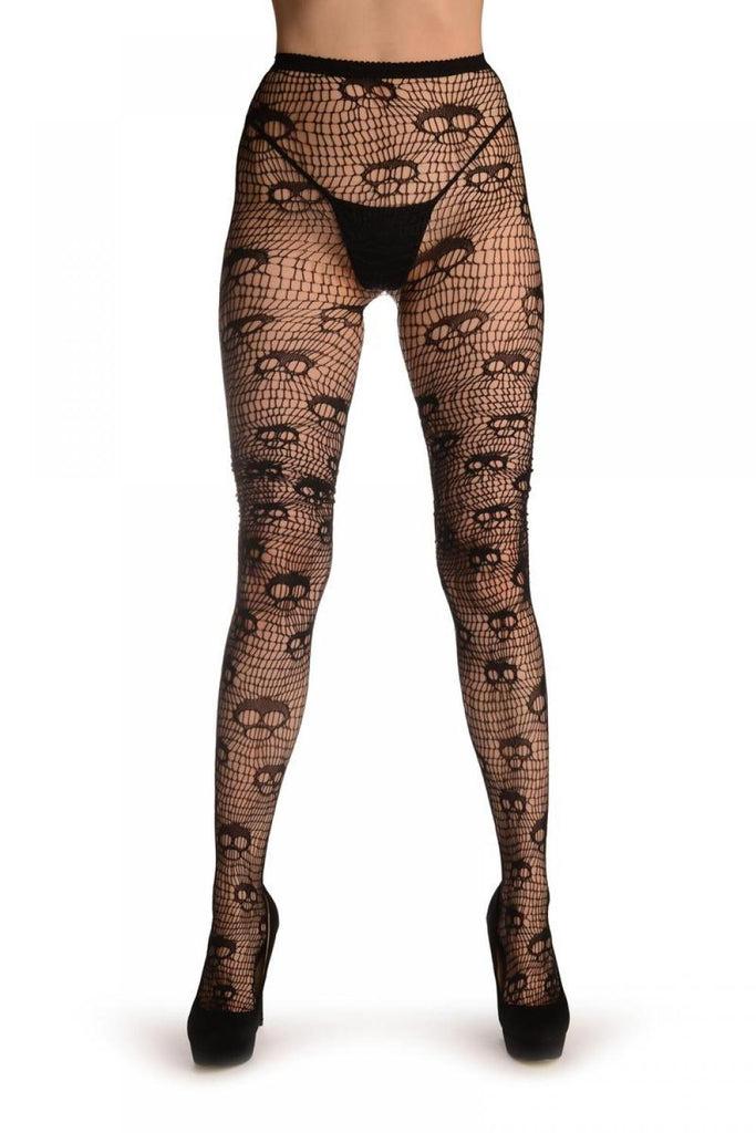 Liss Kiss Black Spooky Skull On Mesh Net (Halloween) - Tights