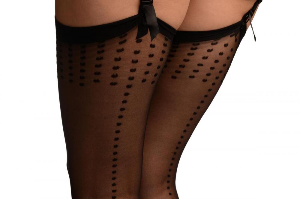Liss Kiss Black Stockings With Dotted Seam And Top - Stockings
